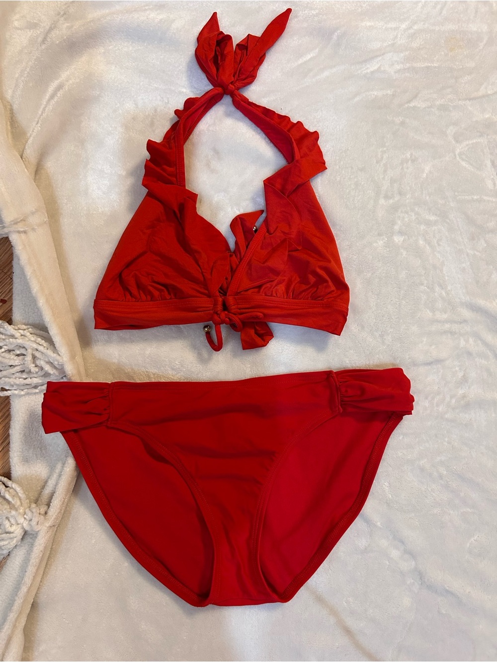 Red Tie-Halter Bikini Set EUC